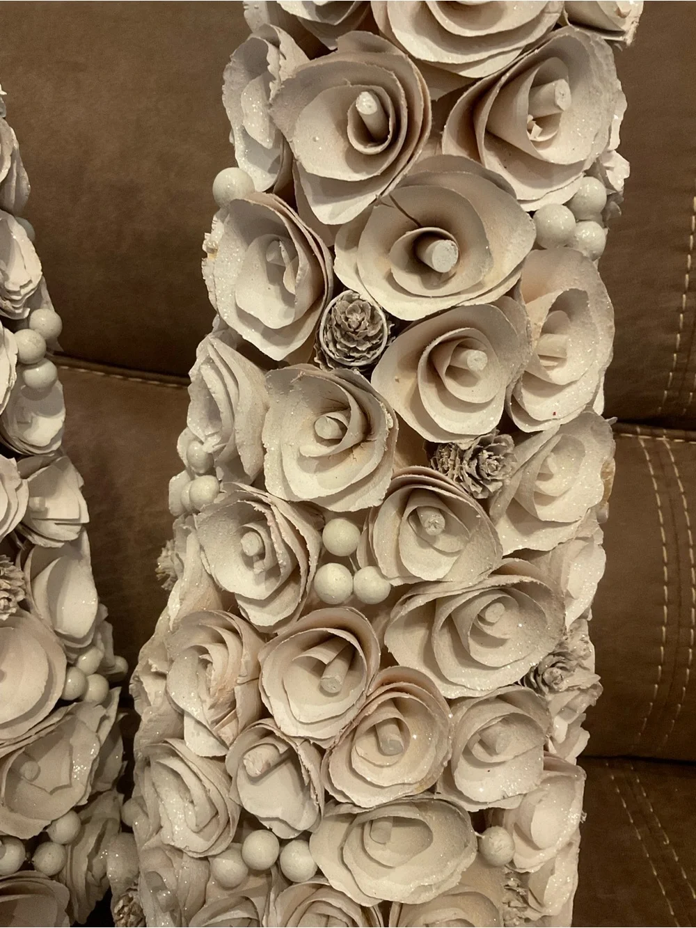 Smith & Hawken Cone Trees in White Glitter